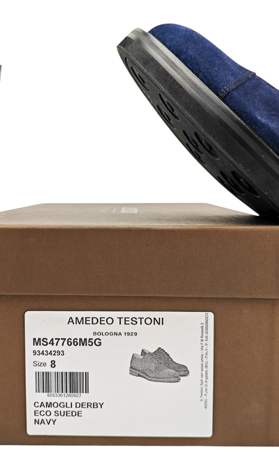 1050$ TESTONI "Camogli" Derby Shoes Blue Suede 8 UK / 9 US / 42 IT