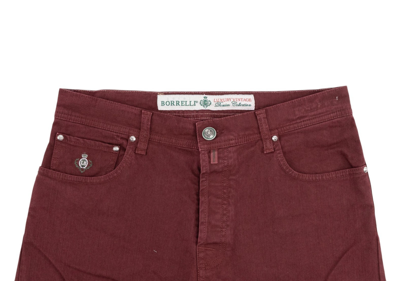 415$ LUIGI BORRELLI NAPOLI Burgundy Denim Jeans Pant Cotton 34 US / 50 EU