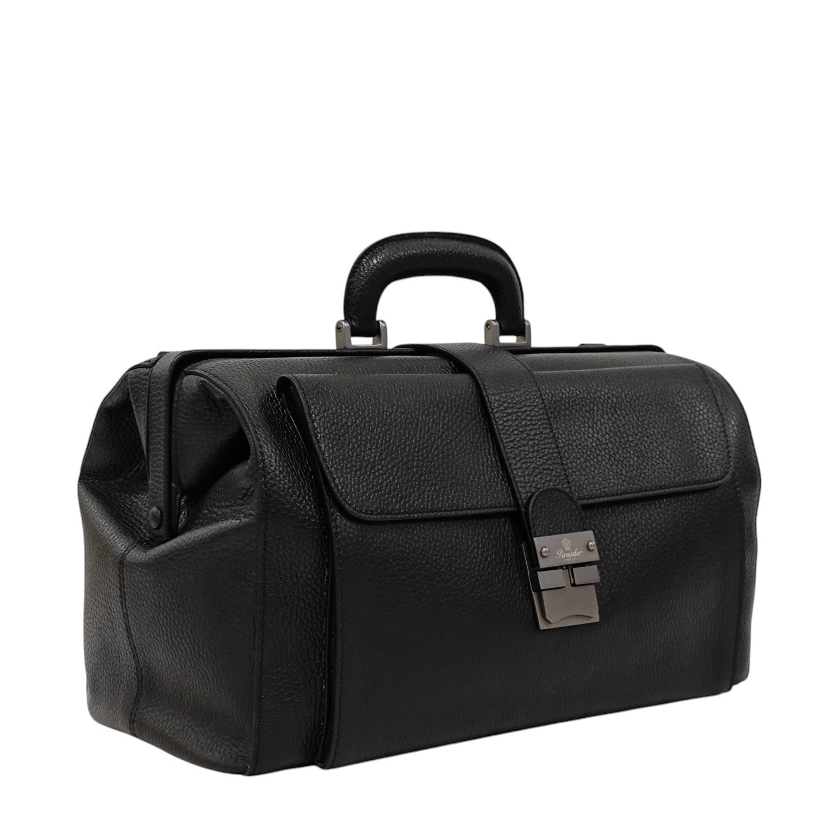 1450$ PINEIDER FIRENZE 1774 Grained Calf Work Doctor Bag Laptop Black