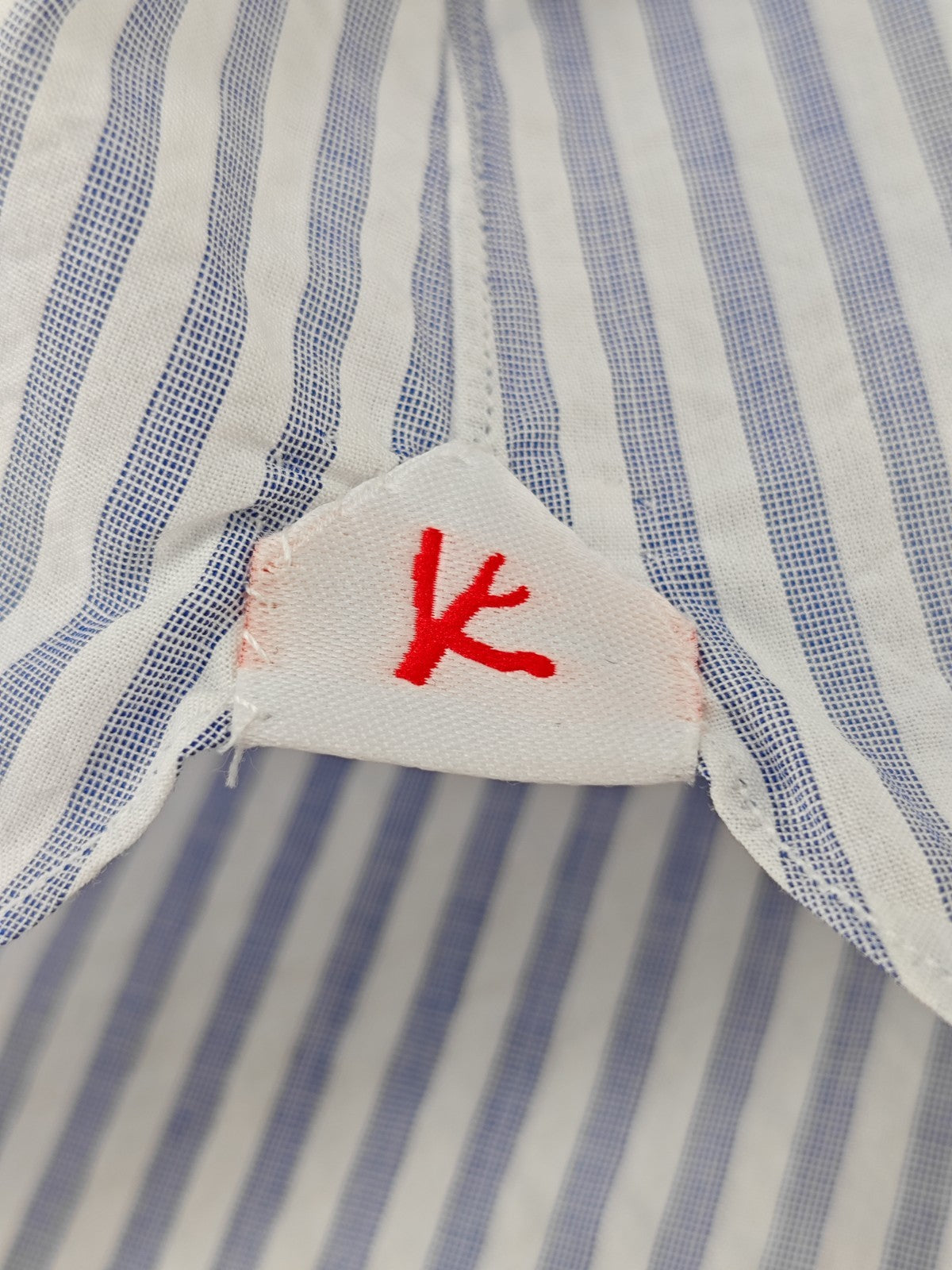 770$ ISAIA NAPOLI "Mix" White / Blue Striped Dress Shirt Seersucker Cotton