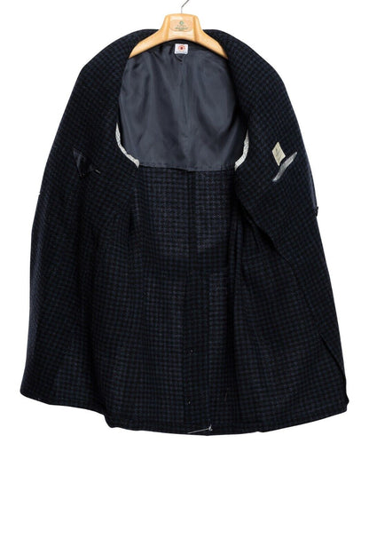 $2950 LUIGI BORRELLI NAPOLI Hand-Sewn Blue Coat Double Breasted Wool Cotton