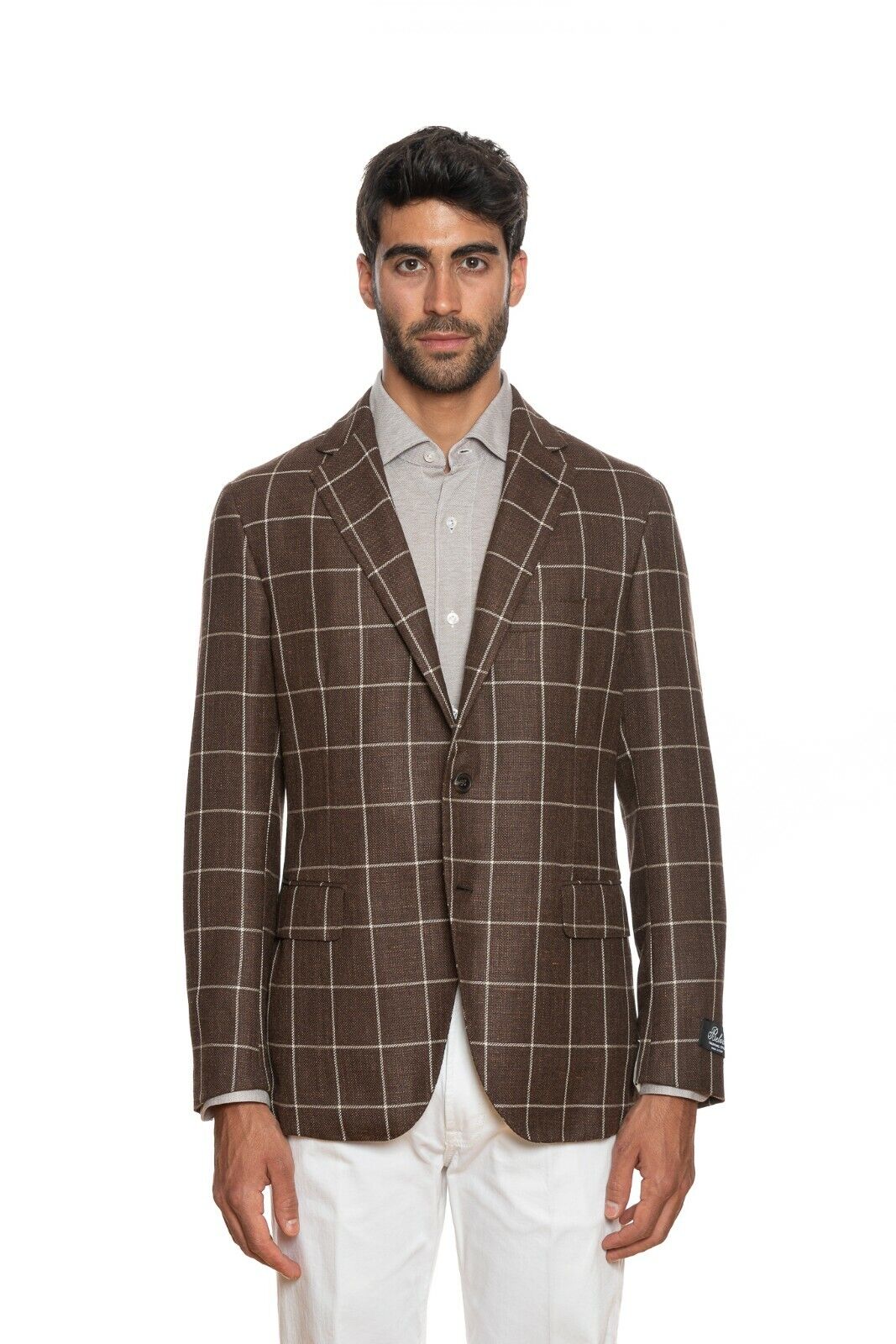 2200$ BELVEST Jacket Brown Checks Wool Silk Linen Drop 7 JACKETINTHEBOX Edition