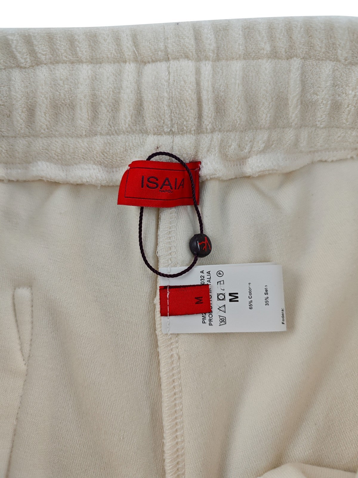 $1250 ISAIA NAPOLI Ivory Terry Short Tracksuit Cotton Silk Size M