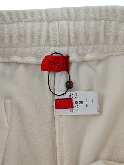 $1250 ISAIA NAPOLI Ivory Terry Short Tracksuit Cotton Silk Size M