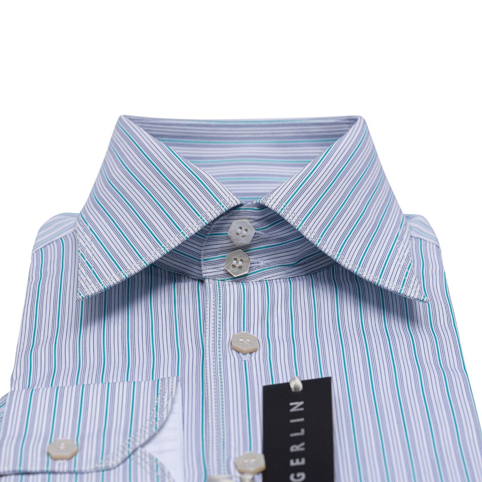 690$ LUXURY GERLIN Shirt Striped Triple Stitched Cotton 16 - 41 1R ZILLI