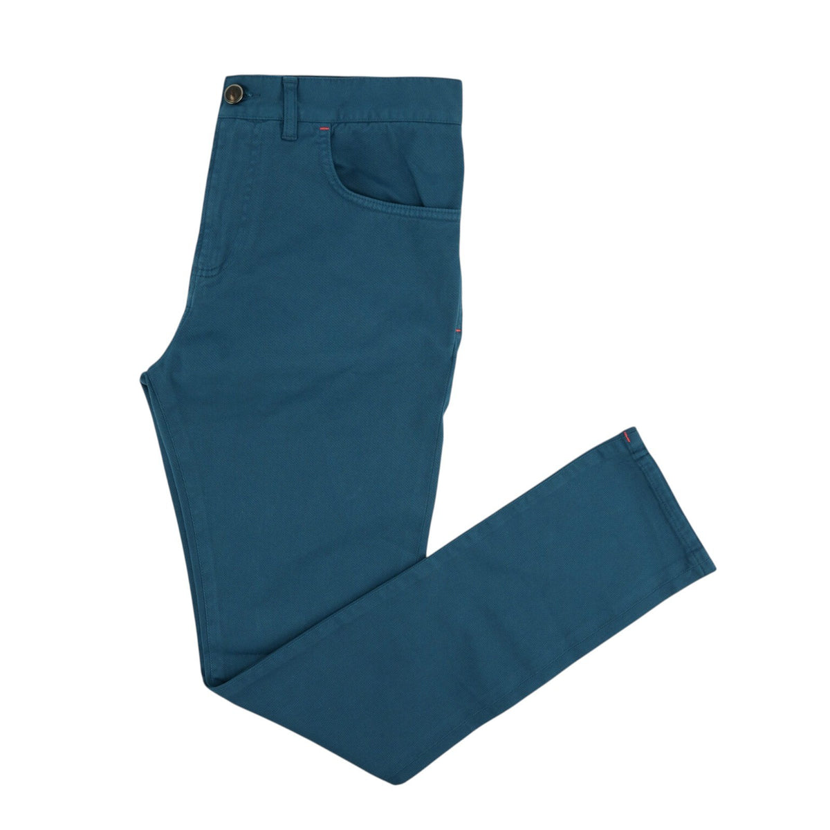 725$ ISAIA NAPOLI Petroleum Blue 5 Pocket Denim Jeans Cotton Slim 32 US / 48 EU
