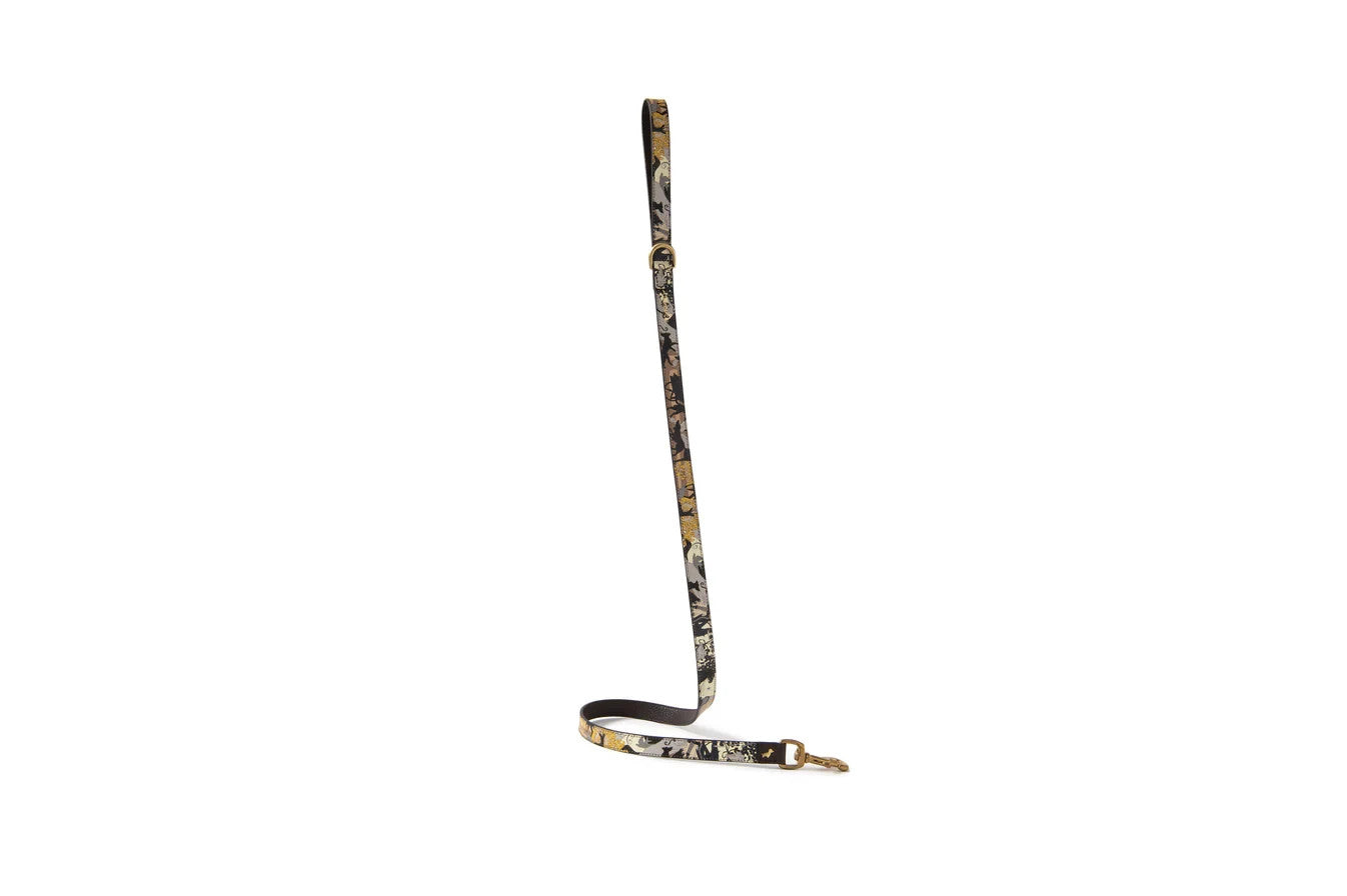 500$ POLDO X RUBINACCI NAPOLI Collar + Leash Leather Beige "La Greca"
