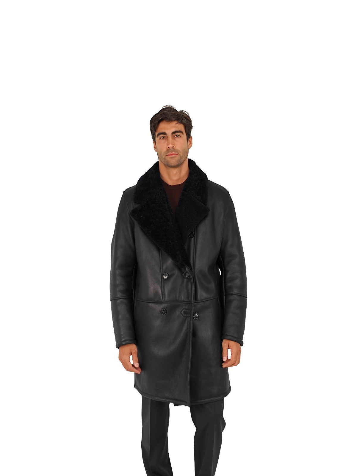 7400$ ISAIA NAPOLI Blue Midnight Shearling Coat 100% Lambskin 44 US / 54 EU