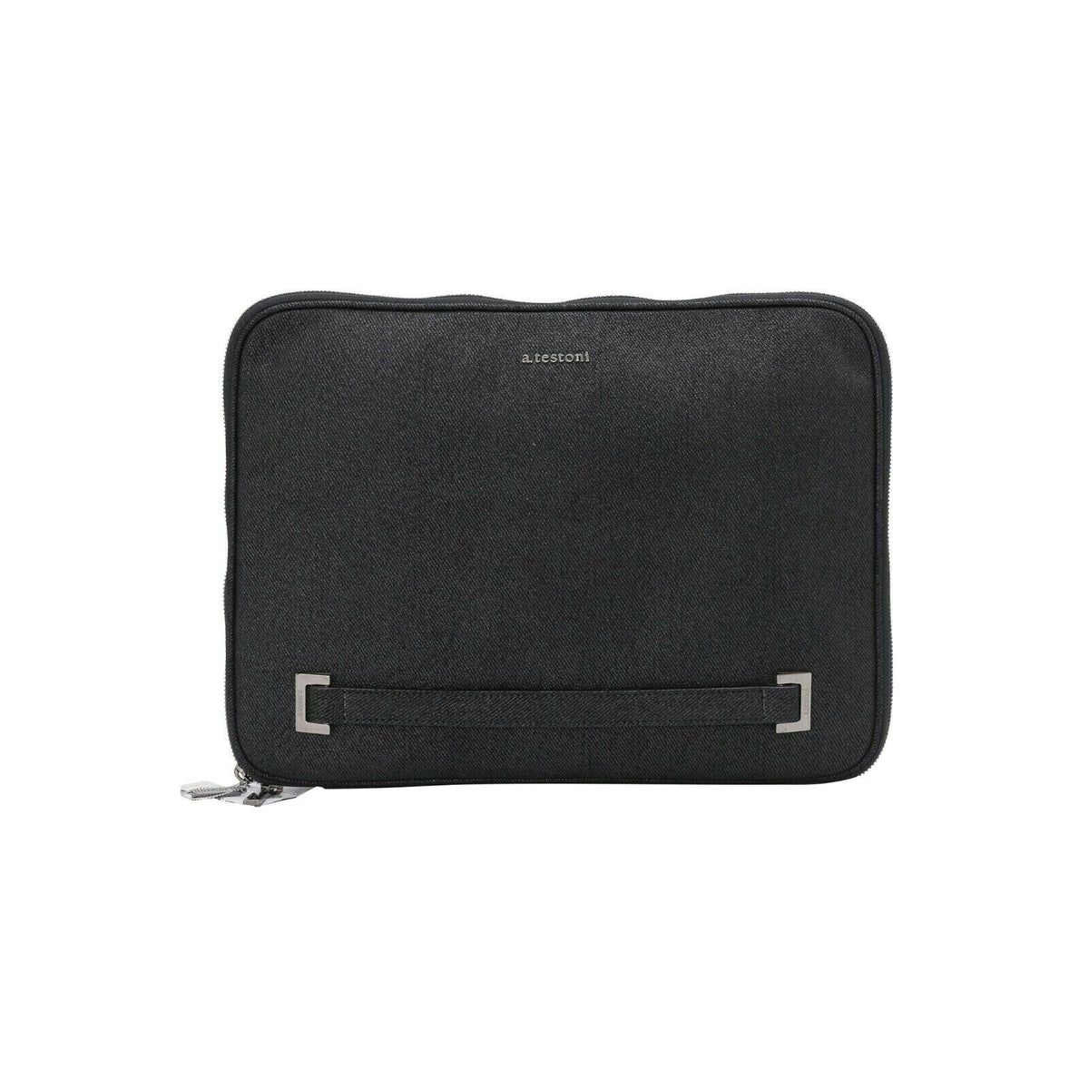 $730 Testoni Bologna Bright Denim Jeans Clutch Bag / Document Holder + PC case