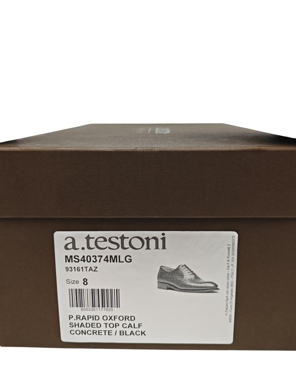 1350$ TESTONI "Piuma" Oxford Shaded Calf Concrete / Black 8 UK / 9 US / 42 IT