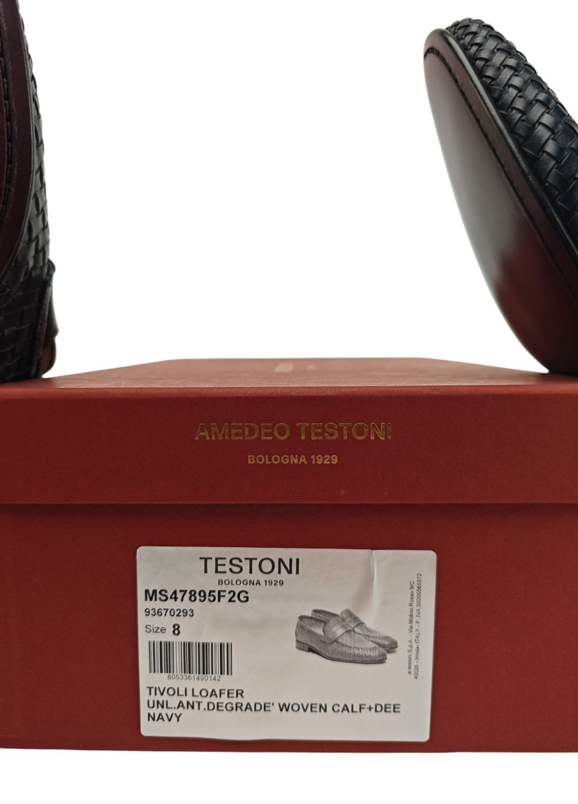 1350$ TESTONI "Tivoli" Blue Unlined Loafer Woven Calf / Deer 8 UK / 9 US / 42 IT
