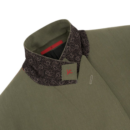 $8395 ISAIA "Domenico" Green Double Breasted Suit 100% Linen 40 US / 50 EU  7C