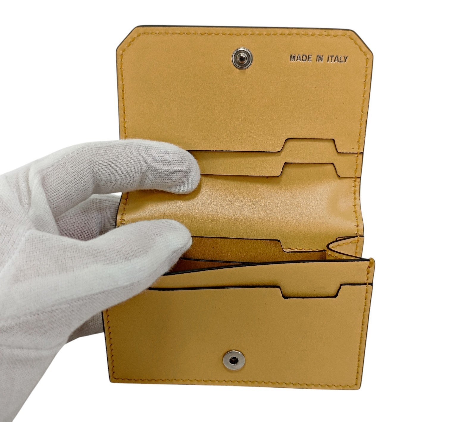 260$ PINEIDER FIRENZE 1774 Compact Folded Card Holder Saffiano Calf Egg