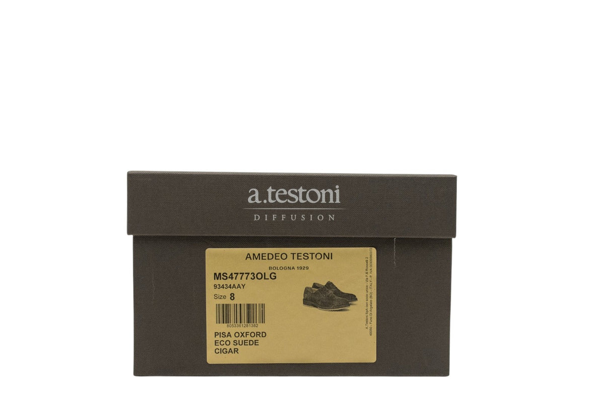 1000$ TESTONI "Pisa" Oxford Eco - Suede Brown Cigar 8 UK / 9 US /  42 IT