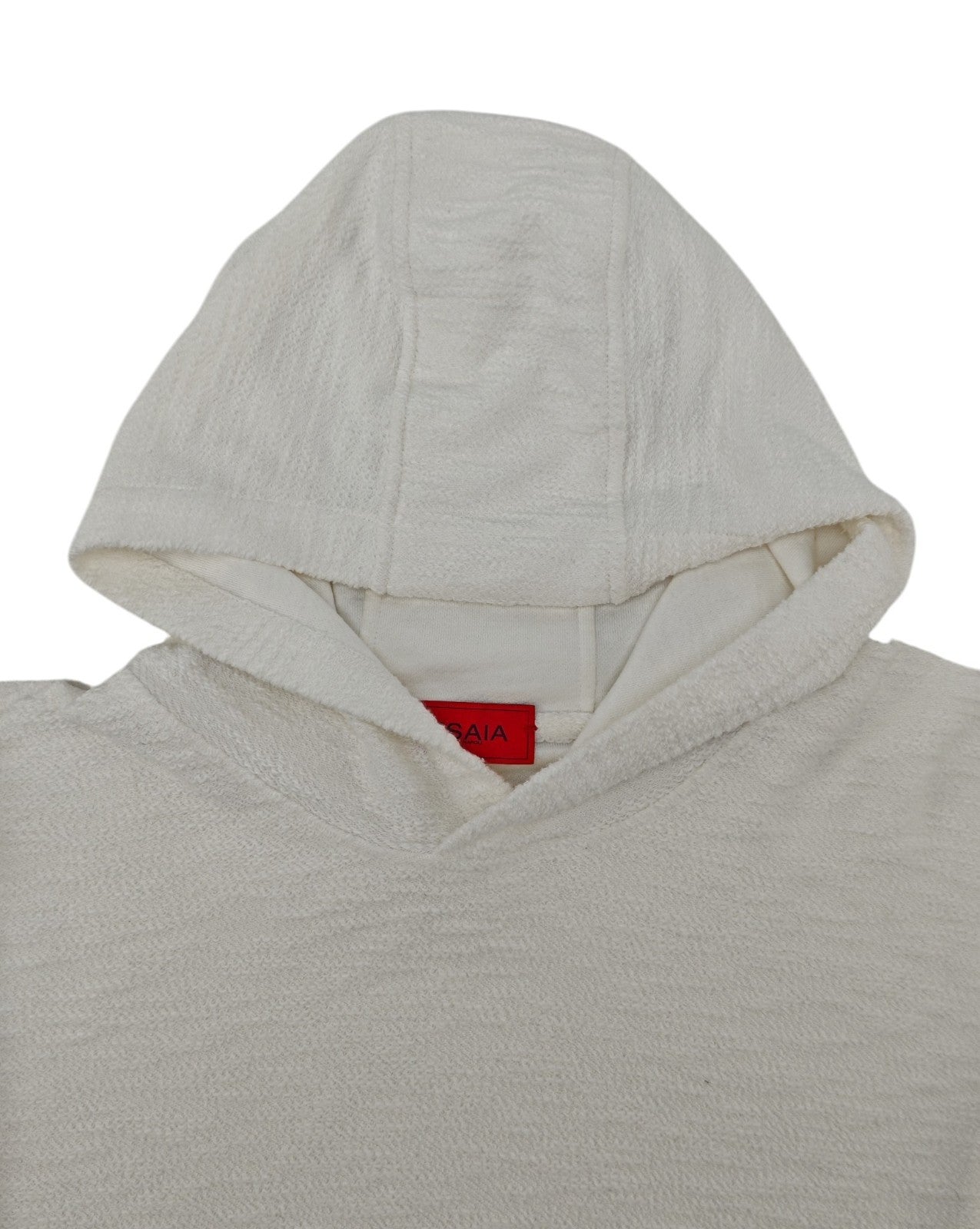 $1450 ISAIA NAPOLI Ivory Hooded Track Jacket Bouclè Cotton Size M