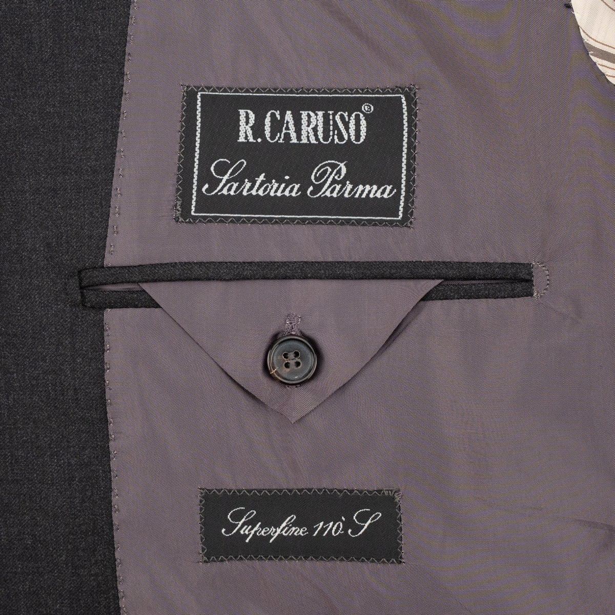 $2400 RAFFAELE CARUSO Dark Gray Suit Superfine Wool 110's 44 US 54 EU
