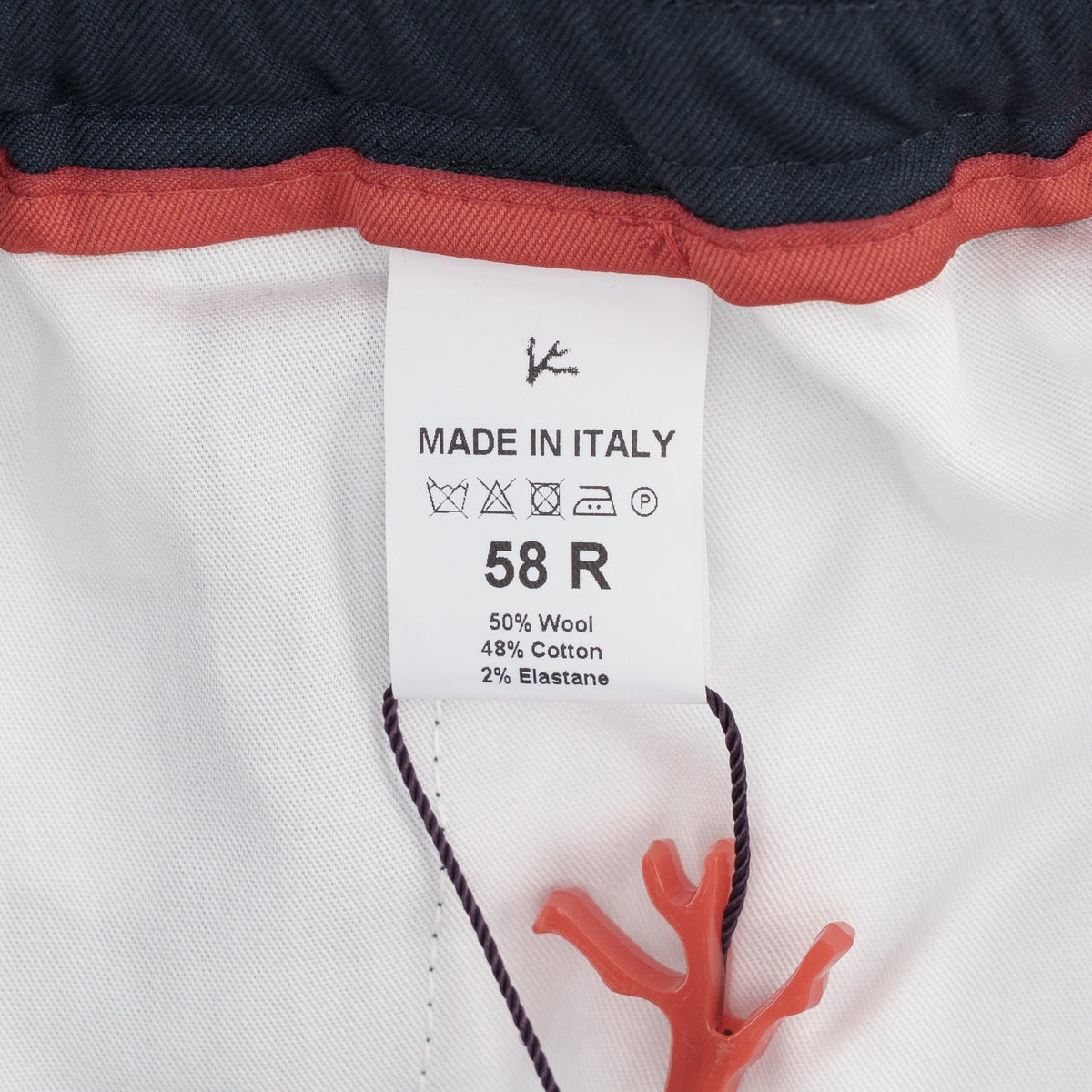1350$ ISAIA NAPOLI Blue Navy Drawstring Pant Relaxed Cotton - Wool 42 US / 58 EU