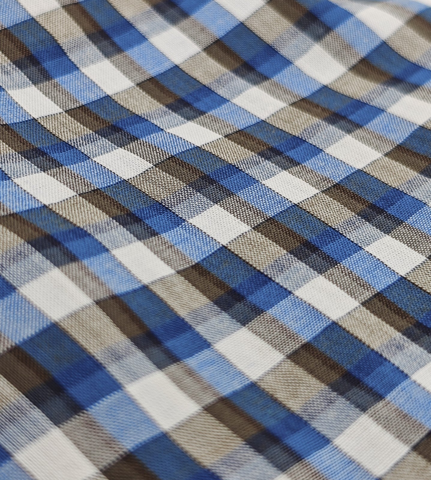 730$ ISAIA NAPOLI "Mix" Dress Shirt Blue Checks  Lightwheight Cotton 17 - 43
