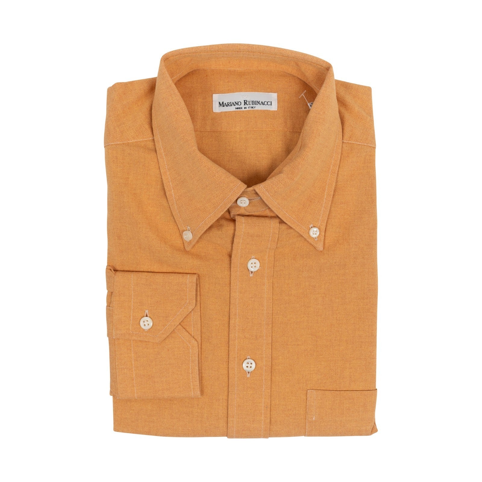 520$ RUBINACCI NAPOLI Dark Orange Shirt Cotton Button Down Classic Fit  1P