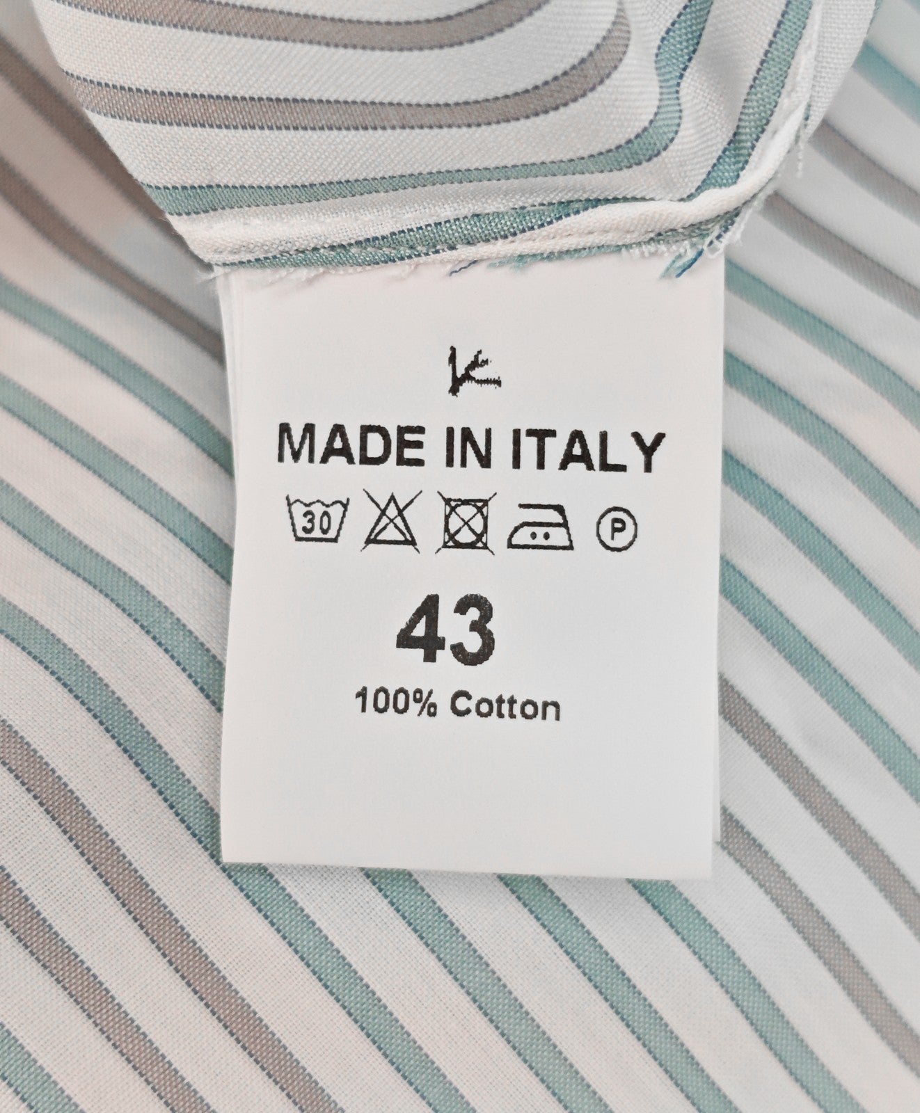 730$ ISAIA NAPOLI "Mix" Dress Shirt White - Mint Striped Fine Cotton 17 - 43
