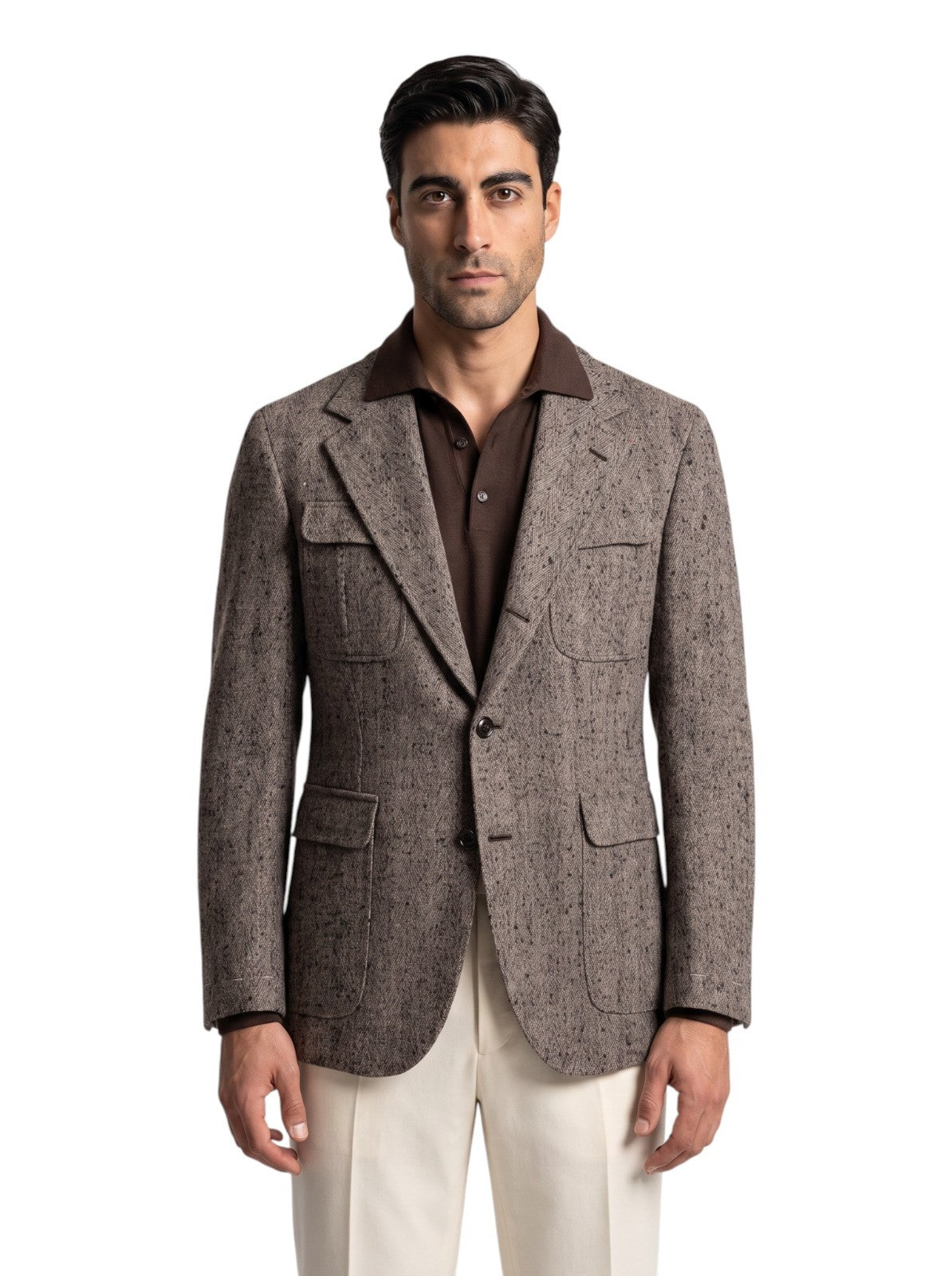 DALCUORE NAPOLI Hand-Sewn Jacket Sport Coat Linen Silk Cotton Taupe  42 US 52 EU