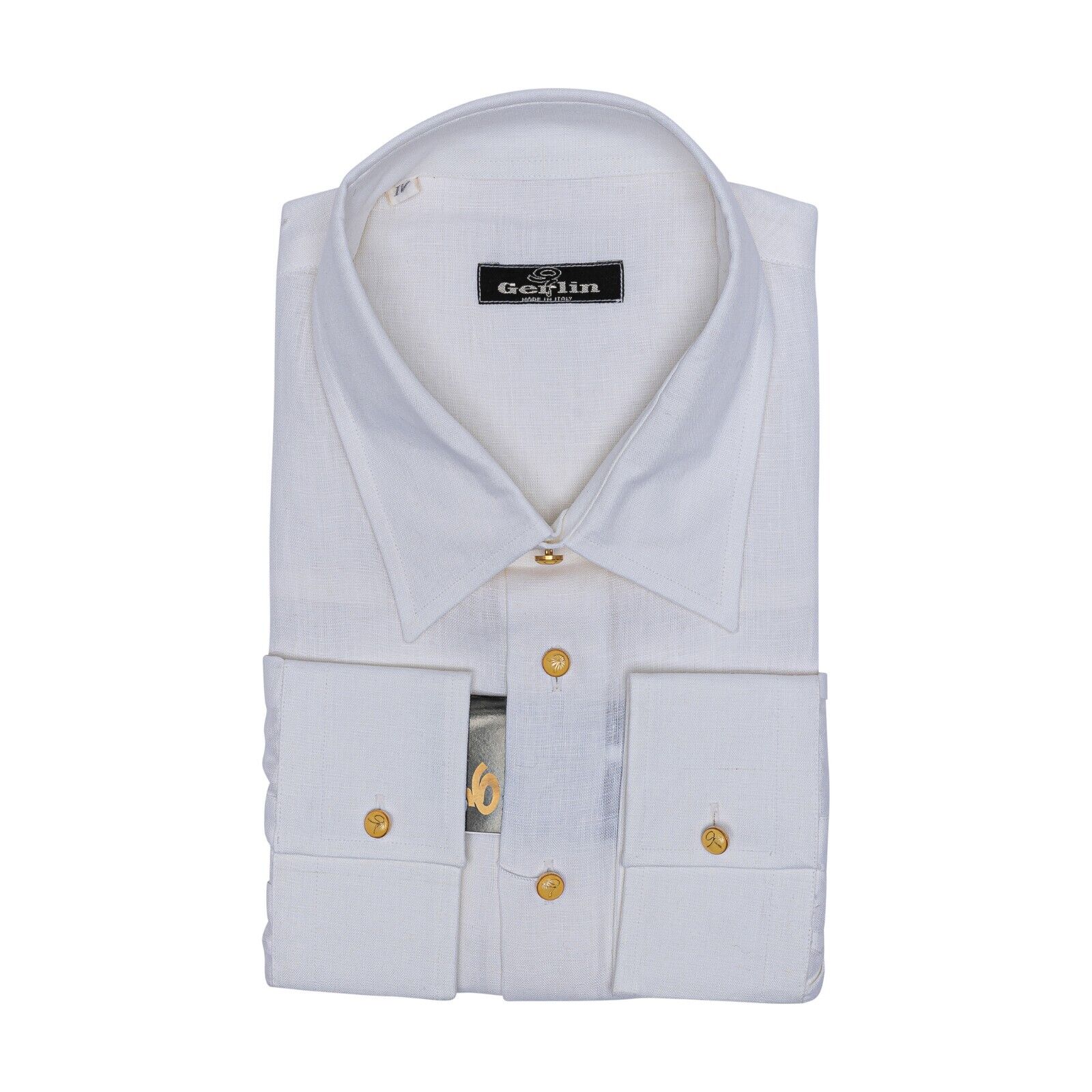 690$ LUXURY GERLIN Shirt White 100% FIne Egyptian Linen 5D