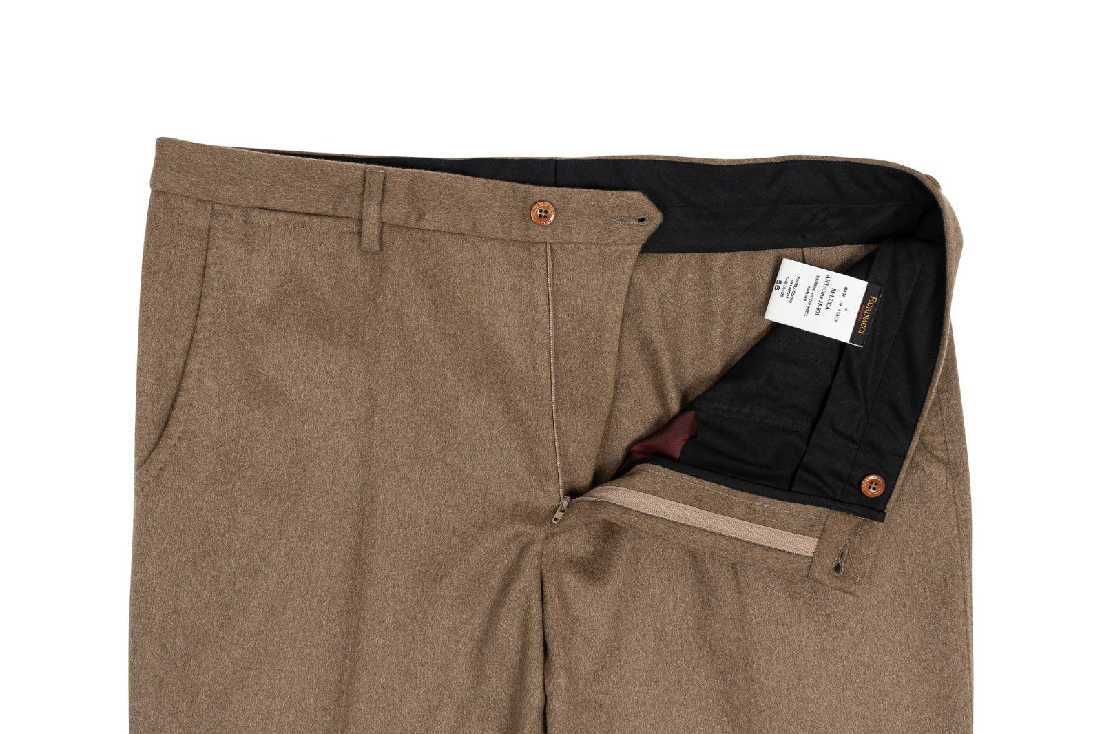 750$ RUBINACCI NAPOLI Brown Dress Pant 100% Cashmere 40 US  56 EU Made in Napoli