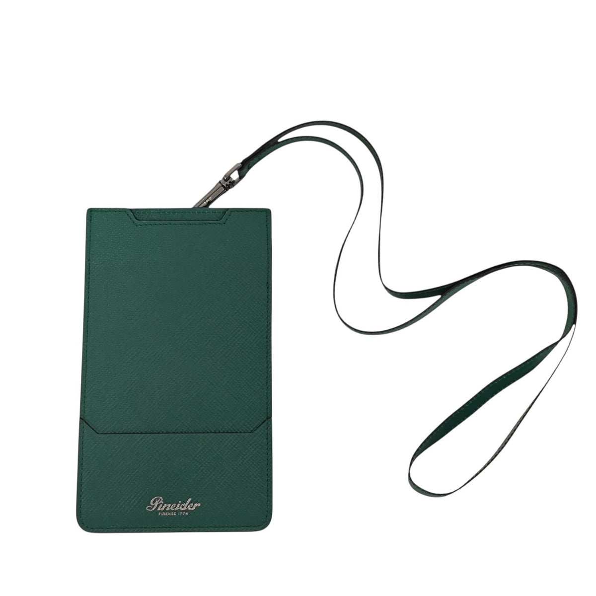 270$ PINEIDER FIRENZE Phone Holder Crossbody Green Saffiano Anti-Scratch Calf