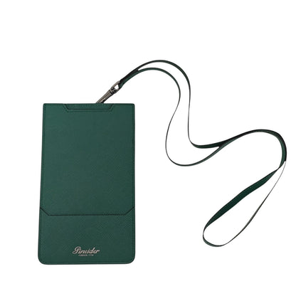 270$ PINEIDER FIRENZE Phone Holder Crossbody Green Saffiano Anti-Scratch Calf