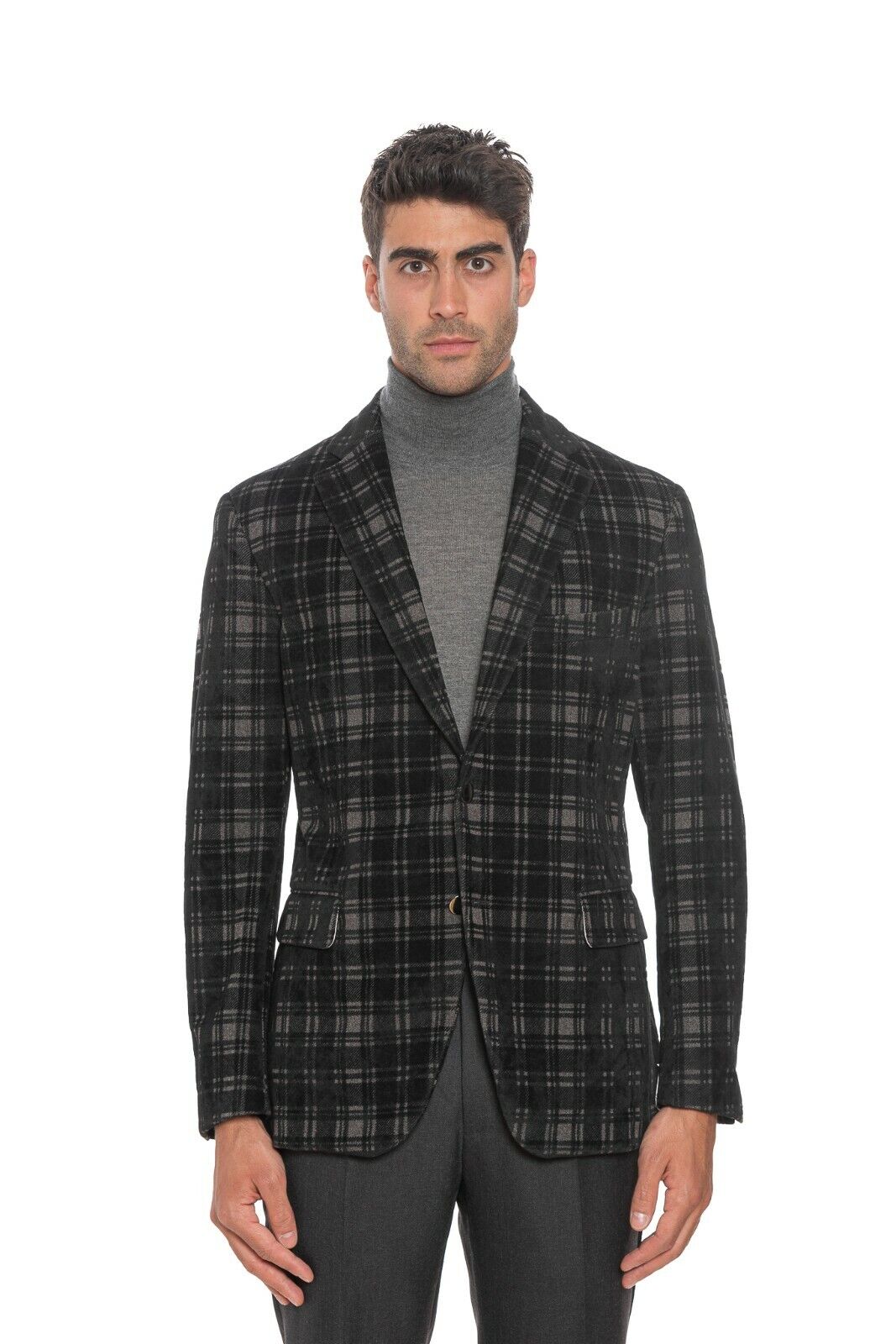 $2460 BELVEST Black Blazer Evening Jacket Checks 40 US / 50 EU 7R JACKETINTHEBOX