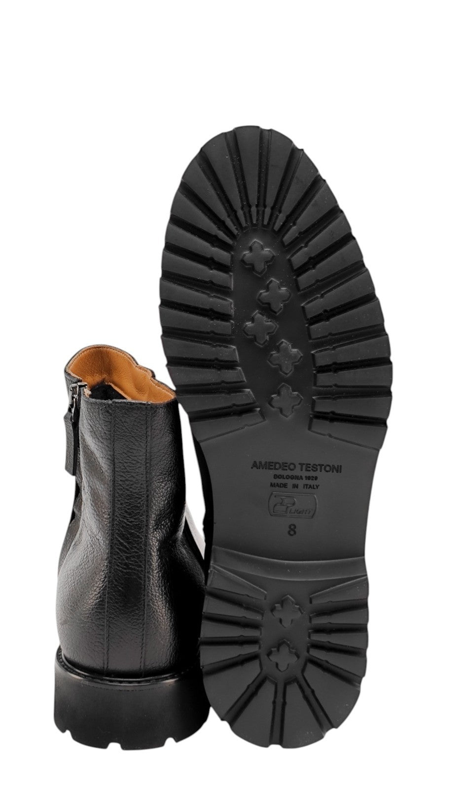 1450 TESTONI Ankle Boot Buffalo Printed Calf + Fur Lining 8 UK / 9 US / 42 IT