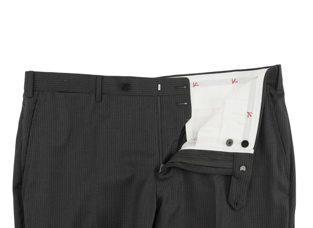 $6850 ISAIA NAPOLI "Capri" Charcoal Gray Suit Hand-Sewn Fine Wool Striped