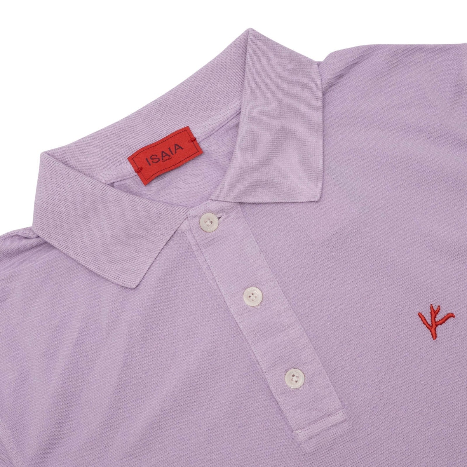 575$ ISAIA NAPOLI Garment Dyed Cotton Piquet Short Sleeve Polo Lilac