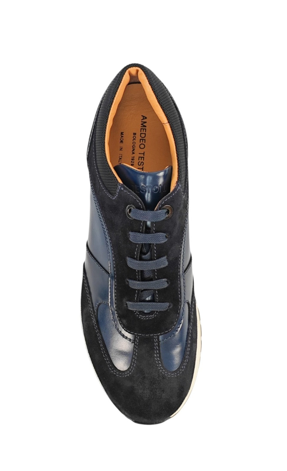 800$ TESTONI Blue Sneaker Plain Calf + Suede + Fabric  8 UK  / 9 US / 42 IT