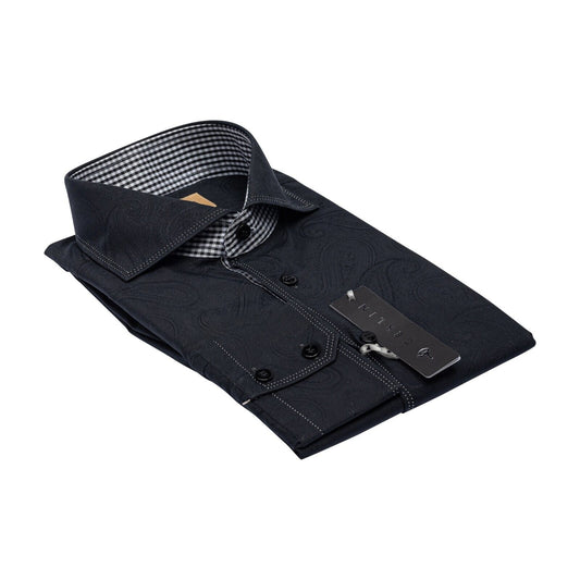 690$ LUXURY GERLIN Shirt Blue Paisley Jacquard Cotton 16 - 41 6C ZILLI