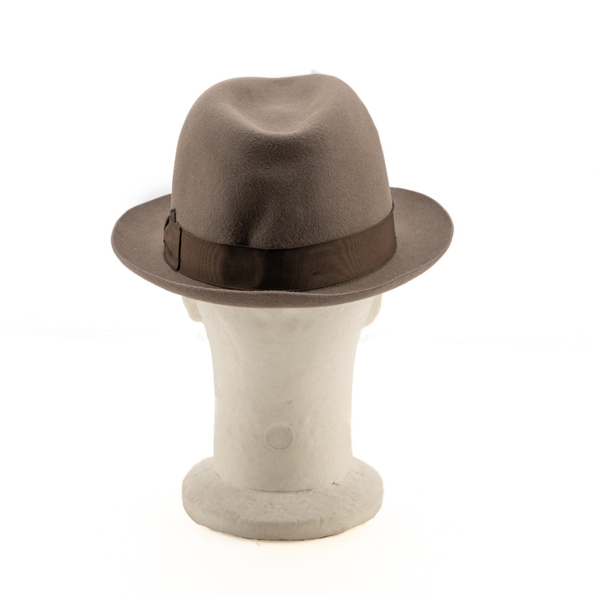 $475 BORSALINO Fedora Hat Taupe Alessandria Felt + Leather - Handmade in Italy