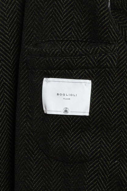 $1950 BOGLIOLI Caban Peacoat Coat Blue / Green Cashmere Wool Cotton  40 US 50 EU