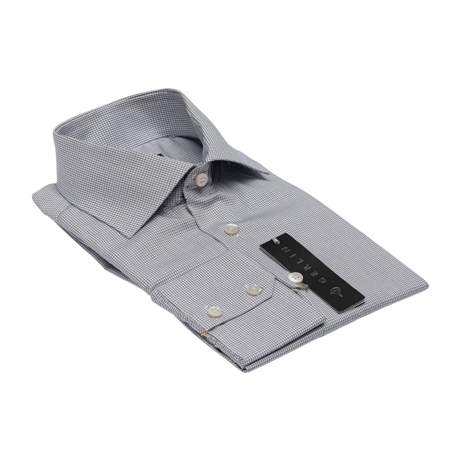 690$ LUXURY GERLIN Shirt Gray SUPRALUX ALUMO Cotton 16 - 41  1S BIJAN
