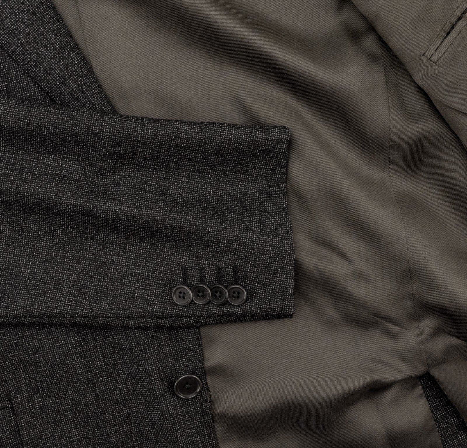 $2400 RAFFAELE CARUSO Dark Gray 3/2 Roll Suit Wool Textured 46 US / 56 EU