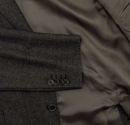 $2400 RAFFAELE CARUSO Dark Gray 3/2 Roll Suit Wool Textured 46 US / 56 EU