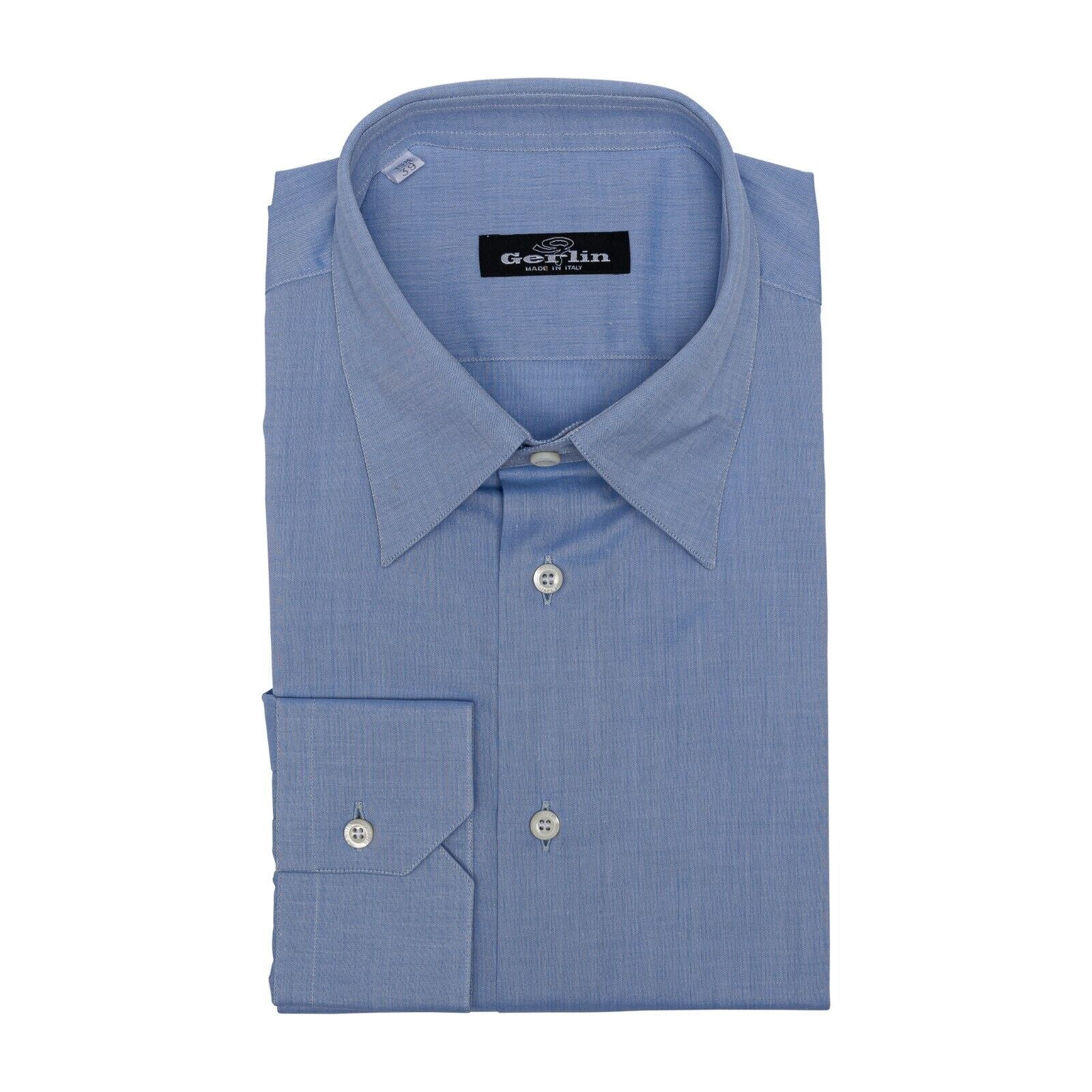690$ ITALIAN LUXURY GERLIN Shirt Blue Fine Cotton 15.5 - 39 1AM ZILLI