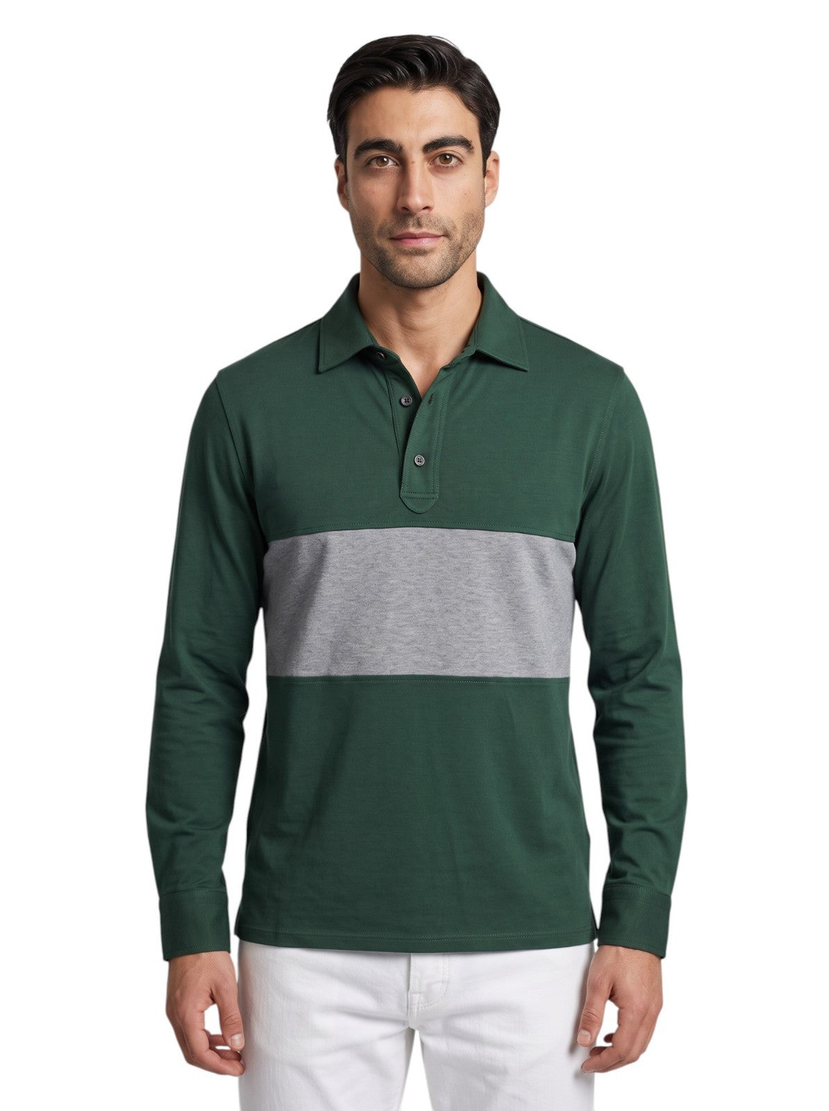 695$ ISAIA NAPOLI Forest Green Polo Jersey Cotton Size M - Made in Italy