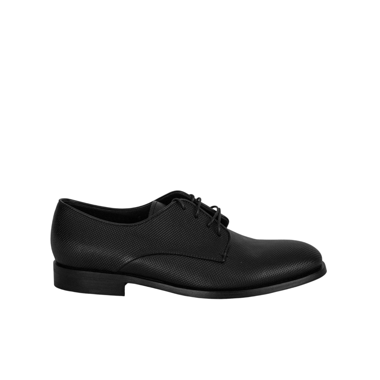 1120$ GIORGIO ARMANI Derby Shoes Black Textured Leather 5 UK  6 US  39 IT