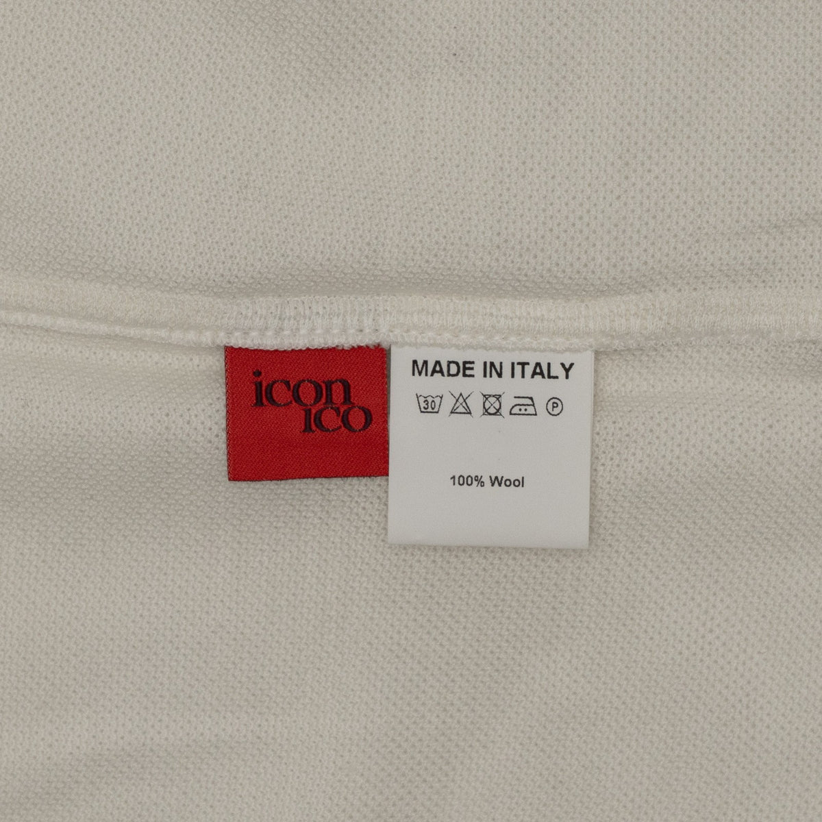 1190$ ISAIA NAPOLI "ICONICO" Ivory Handmade Polo Long Sleeve 100% Wool