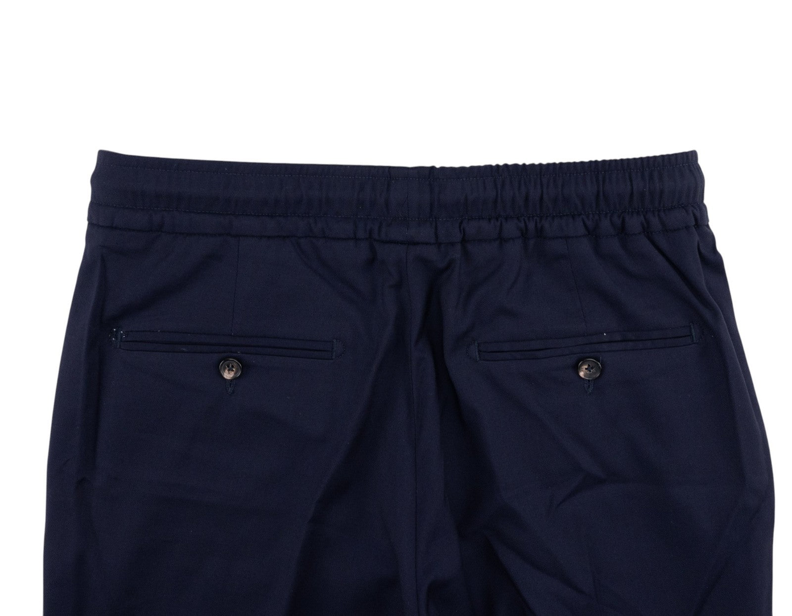 1350$ ISAIA NAPOLI Blue Navy Sartorial Drawstring Pant Wool Slim Tapered Fit