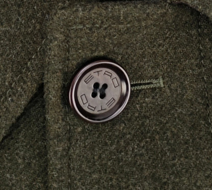 ETRO MILANO Green Wool Overcoat Long Single Breasted Made Italy 42 US / 52 IT