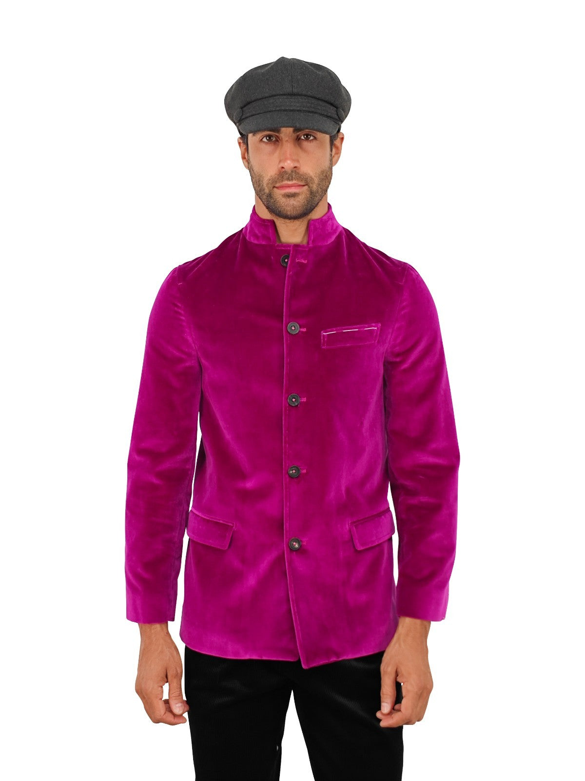 $1960 RUBINACCI NAPOLI "Vienna" Purple 5 Buttons Guru Jacket Velvet Cotton