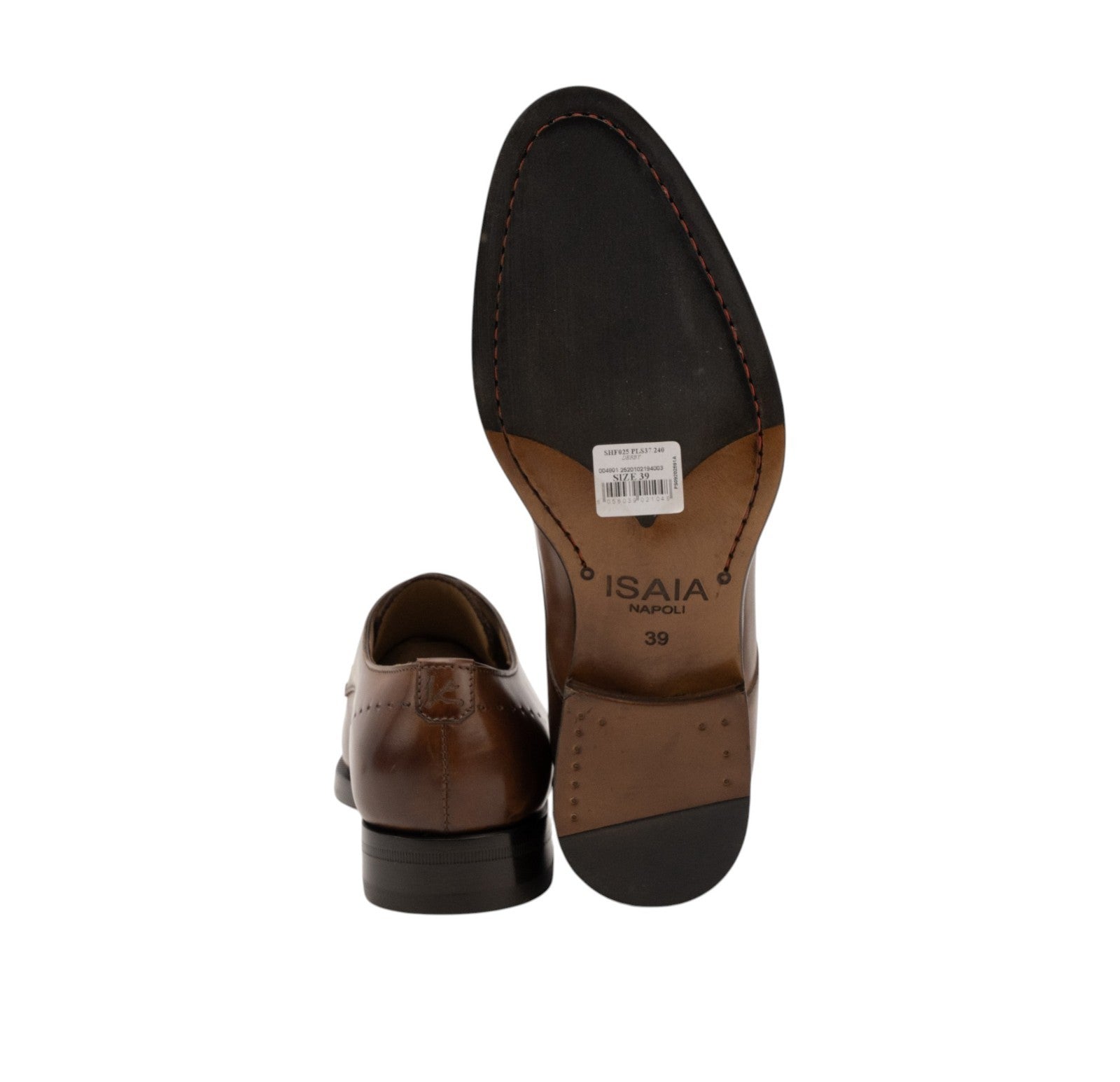 ISAIA NAPOLI Brown Caramel Derby Shoes Calf Leather Handmade 5 UK / 6 US / 39 IT