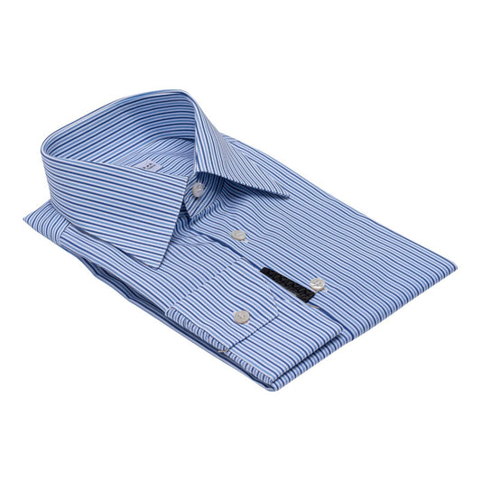 690$ LUXURY GERLIN Shirt Striped Blue ALUMO Cotton 2A ZILLI