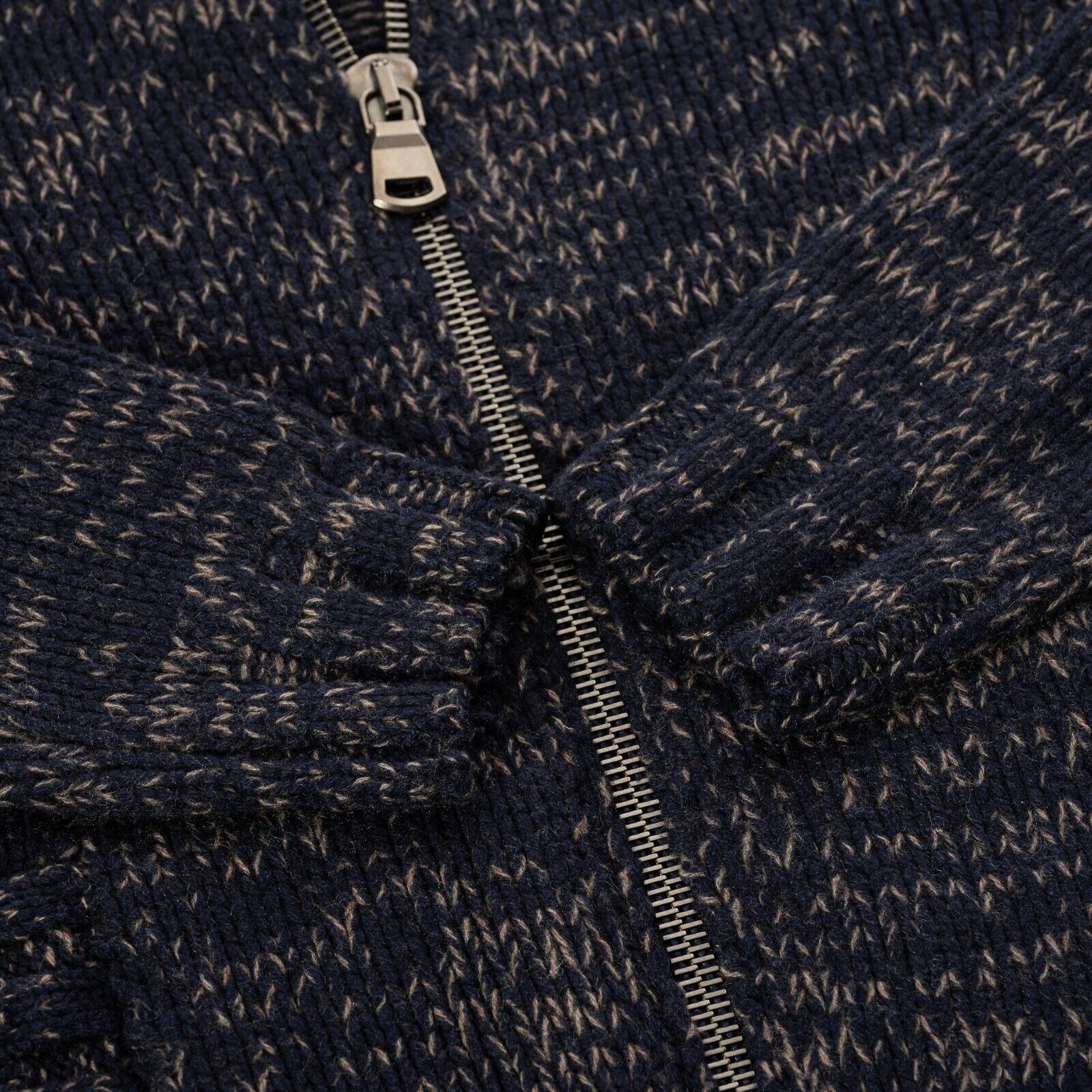 $1900 FEDELI CASHMERE Cardigan Bomber Thick 100% Cashmere Mouline 36 US / 46 EU